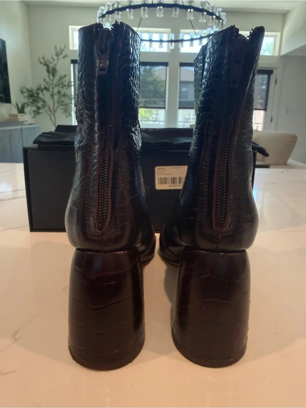 Ellery Croc Embossed Sacred Burgundy Bootie